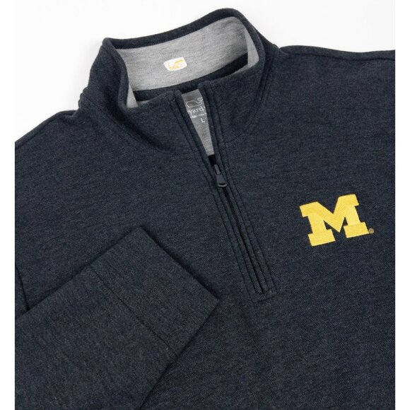 Vineyard Vines Michigan Wolverines Mens Large Navy Blue Pullover 1/4 Zip College - Picture 1 of 12